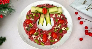 Hummus-Kranz zu Weihnachten