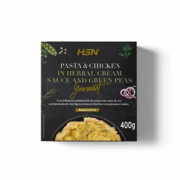 GOURMET FERTIGGERICHT PASTA MIT H&Auml;HNCHEN IN EINER SAHNE-KR&Auml;UTER-SAUCE MIT GR&Uuml;NEN ERBSEN - 400 g