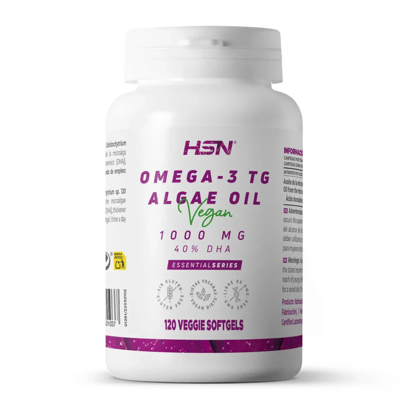 OMEGA-3 VEGAN ALGENÖL 1000 mg - 120 pflanzliche Weichkapseln